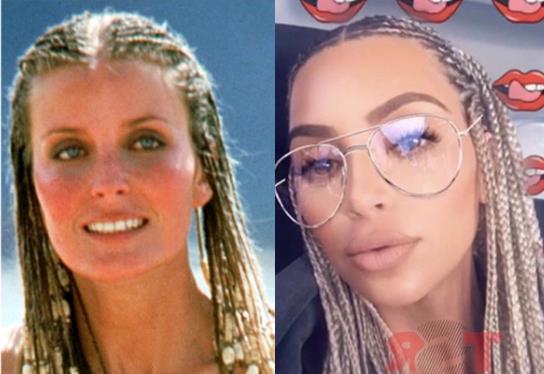 Kim Kardashian e le freccine bionde Kim Kardashian in un collage con Bo Derek