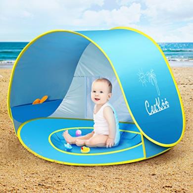 Tenda Spiaggia Bambini Pieghevole Portatile Protezione Solare Anti-UV 50