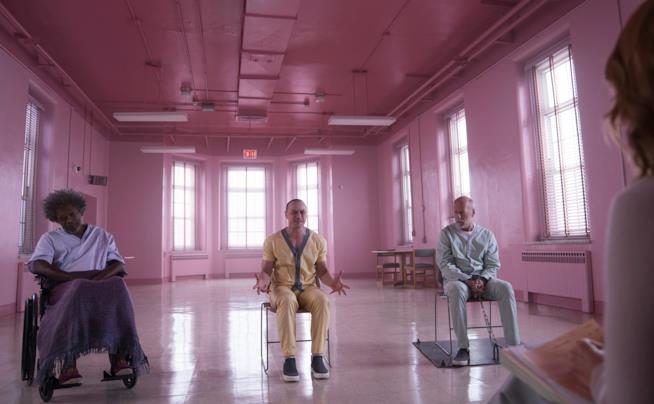 Una scena dal film Glass I protagonisti di Glass