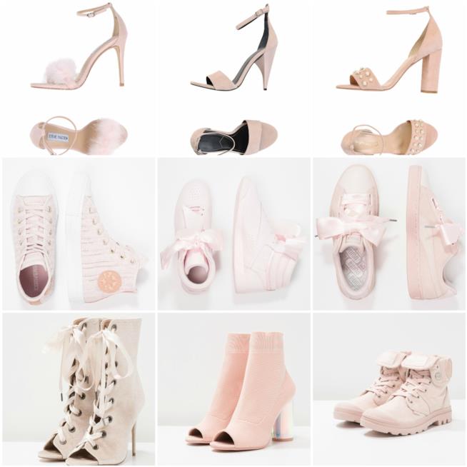 Sandali, sneakers e stivali open toe Millennial Pink moda P/E 2018 Le scarpe in Millennial Pink per l'estate 2018