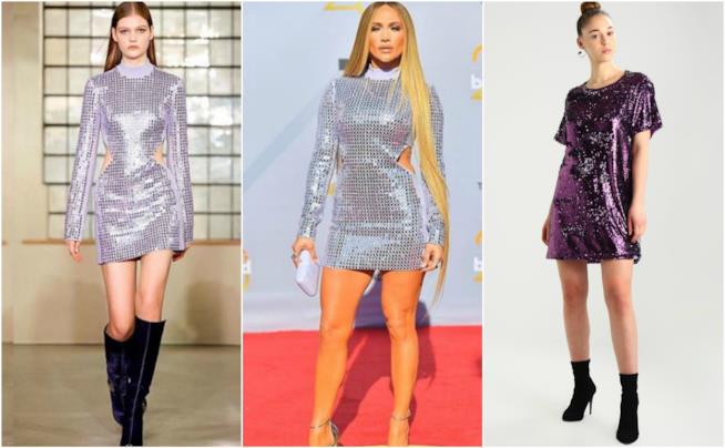Il vestito lilla di Jennifer Lopez nella variante Ultra Violet I vestiti con paillettes moda estate 2018