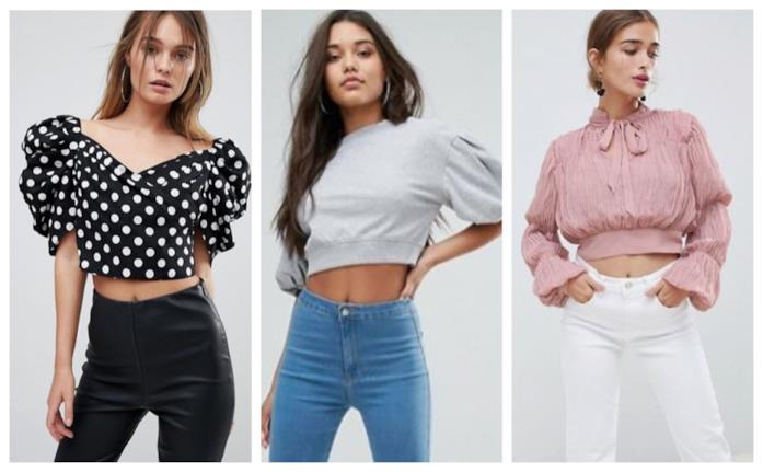 Crop top con le maniche a sbuffo di moda per l'estate 2018 I micro top di tendenza per l'estate 2018 hanno le maniche a sbuffo