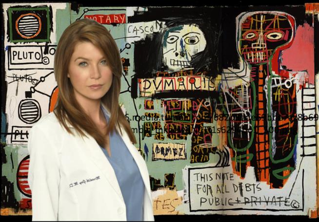 Meredith Grey e Jean-Michel Basquiat in un fotomontaggio Grey's Anatomy e Basquiat hanno qualcosa in comune