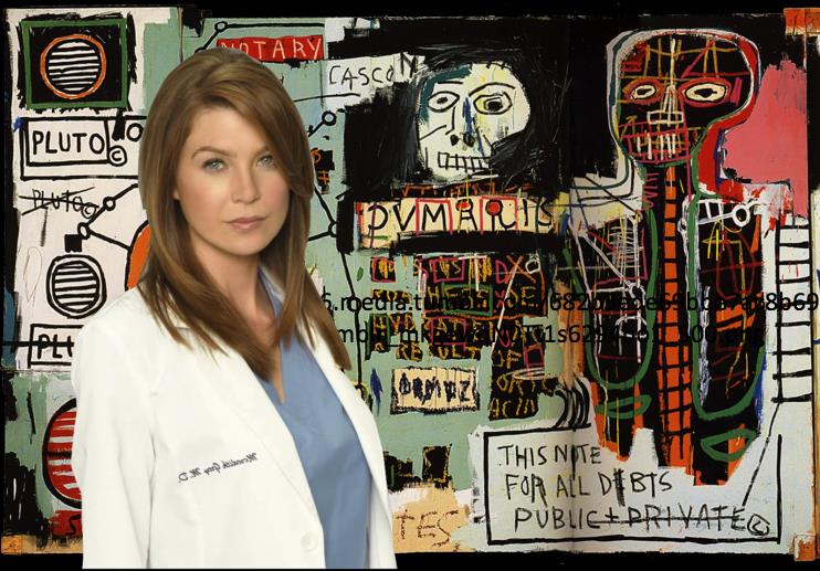 Meredith Grey e Jean-Michel Basquiat in un fotomontaggio Grey's Anatomy e Basquiat hanno qualcosa in comune
