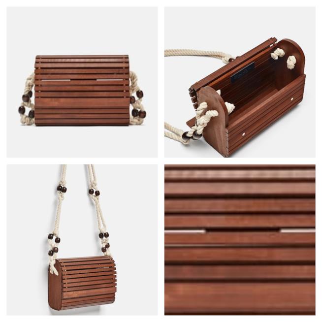 Borsa a tracolla in legno di tendenza per l'estate 2018 In legno, la borsa a tracolla di moda per l'estate 2018
