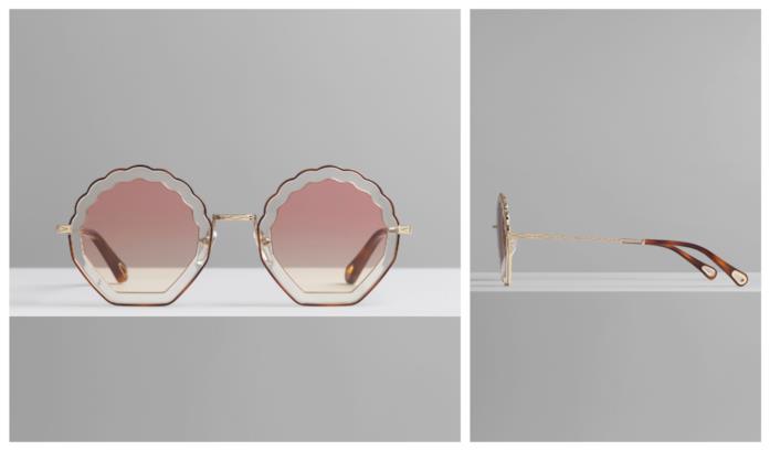 Occhiali da sole a conchiglia rosa di moda per l'A/I 2018-19 Occhiali da sole rosa di tendenza per l'autunno inverno 2018-19