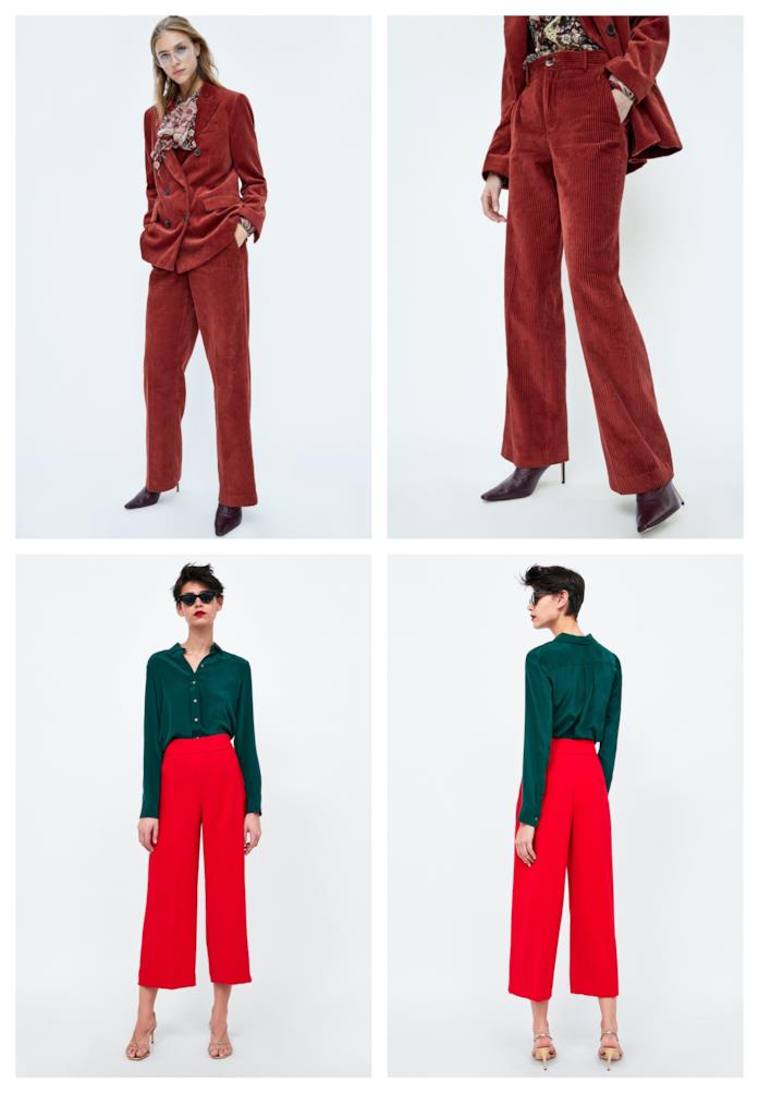 Pantaloni a vita alta di tendenza sul rosso moda autunno inverno 2018-19 A vita alta e rossi, i pantaloni di moda per l'autunno inverno 2018-19