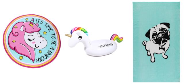 Accessori da mare di moda per l'estate 2018 Teli mare e unicorno gonfiabile di tendenza per l'estate 2018