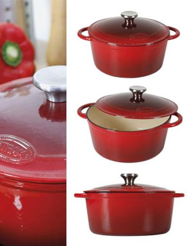 Casseruola in ghisa Sitram 710843, colore rosso e panna, diametro 24 cm