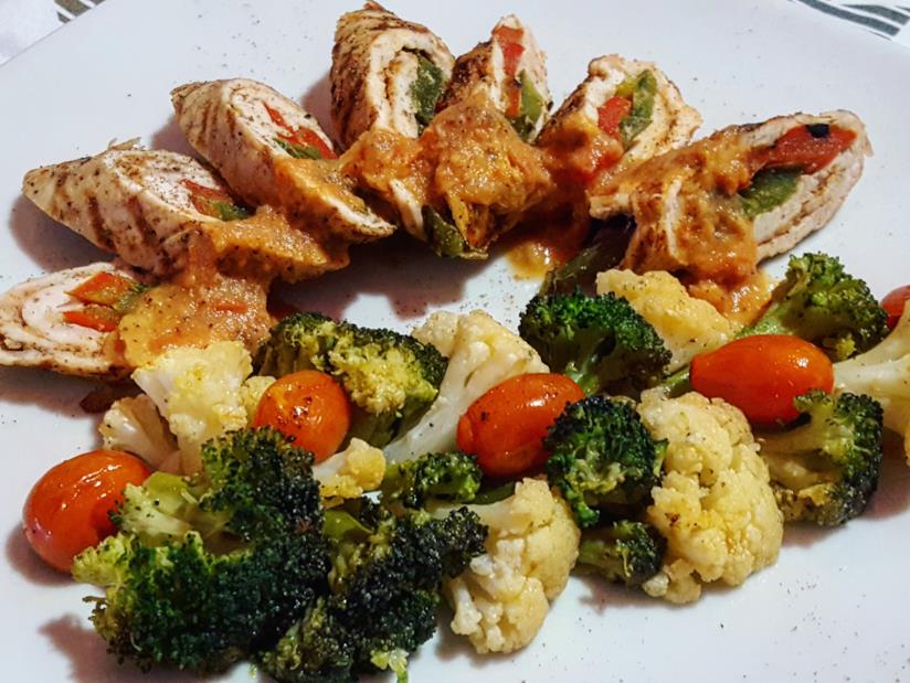 Rotolo tacchino verdure Piatto di carne e verdura