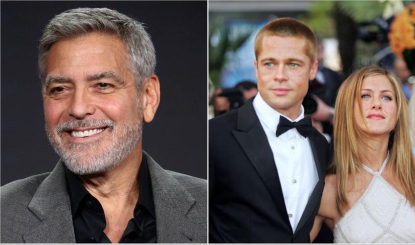George Clooney vorrebbe Brad Pitt insieme a Jennifer Aniston Collage tra George Clooney e Brad Pitt e Jennifer Aniston