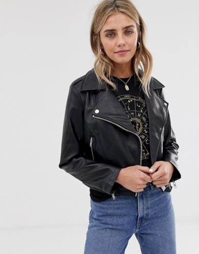 Giacca biker in pelle sintetica