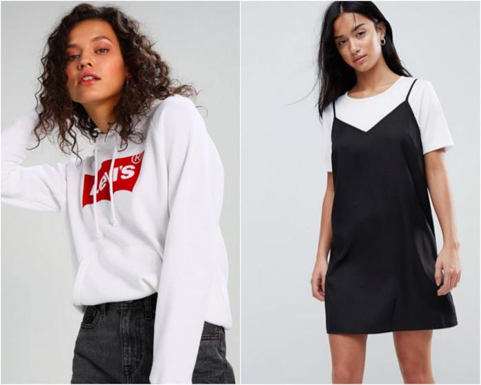 Felpa e abito sottoveste Felpa Levi's da abbinare ad abito sottoveste nero
