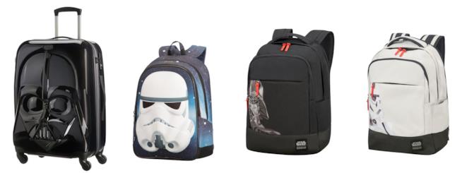 Valigie Samsonite e Zaini American Tourister a tema Star Wars Un trollery e tre zaini a tema Star Wars