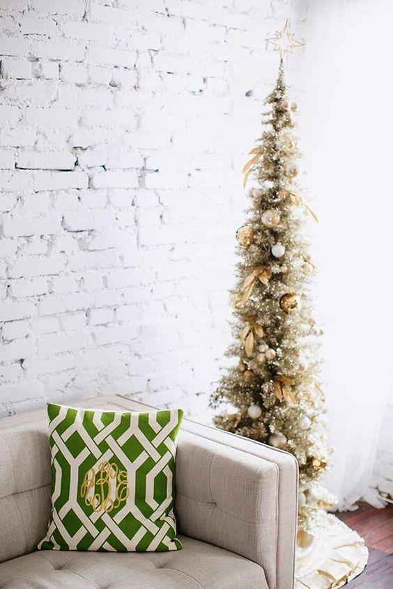 Albero dorato di Natale slim Albero natalizio slim