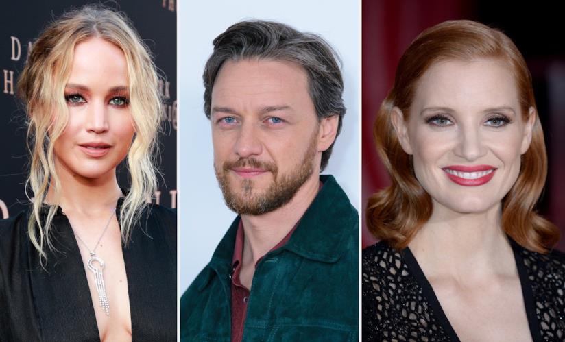 Jennifer Lawrence, James MCAvoy e Jessica Chastain gli attori Jennifer Lawrence, James MCAvoy e Jessica Chastain