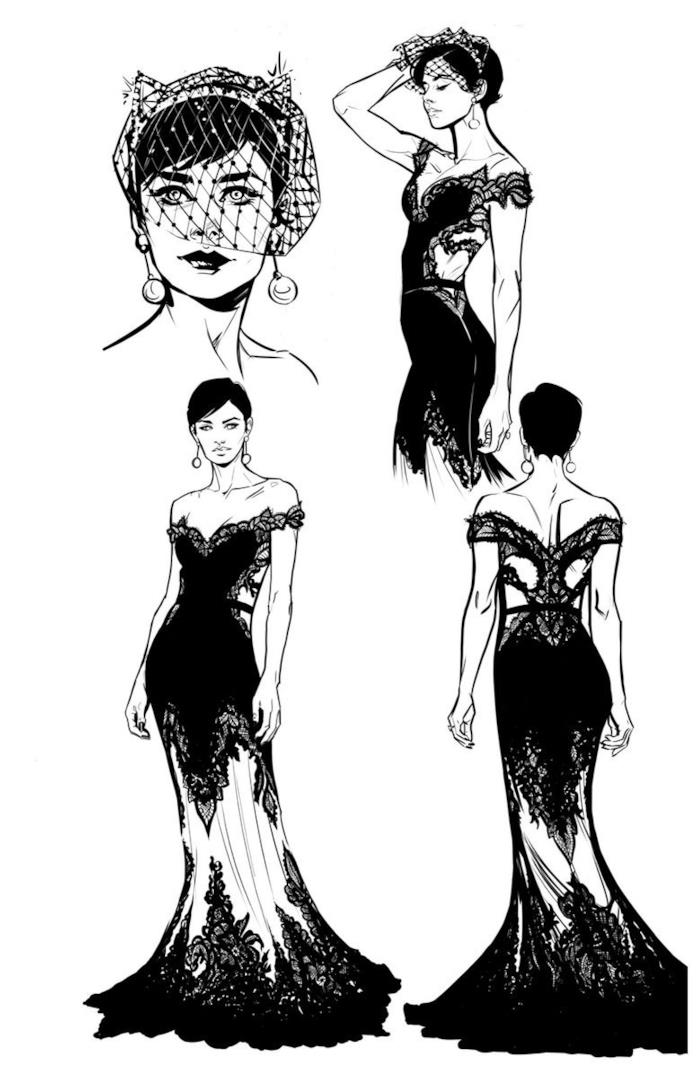 Il vestito da sposa di Catwoman nel dettaglio Il vestito da sposa di Catwoman