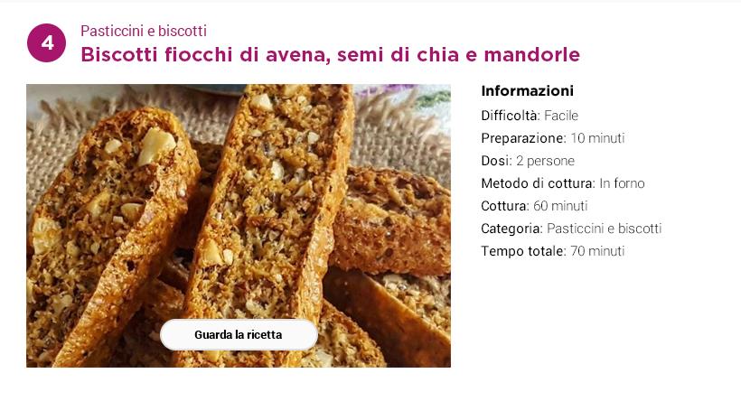 Biscotti fiocchi di avena, semi di chia e mandorle Biscotti fiocchi di avena, semi di chia e mandorle