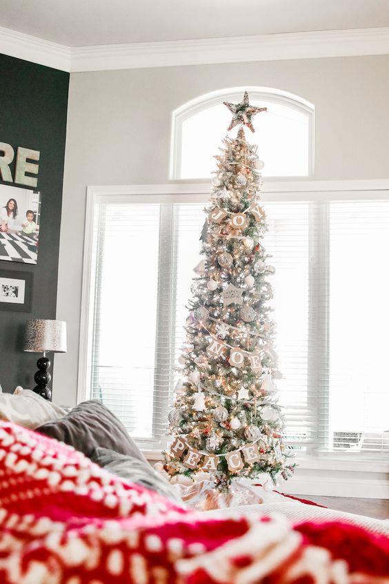 Albero di Natale slim bianco Albero natalizio bianco