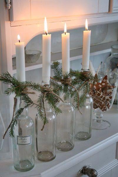 Centrotavola di Natale shabby Centrotavola con bottiglie