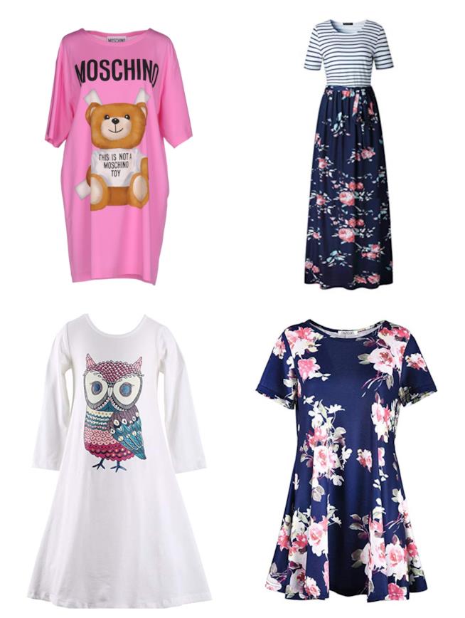 Vestiti t-shirt stampati di tendenza per l'estate 2018 Abiti t-shirt con le stampe di tendenza per l'estate 2018
