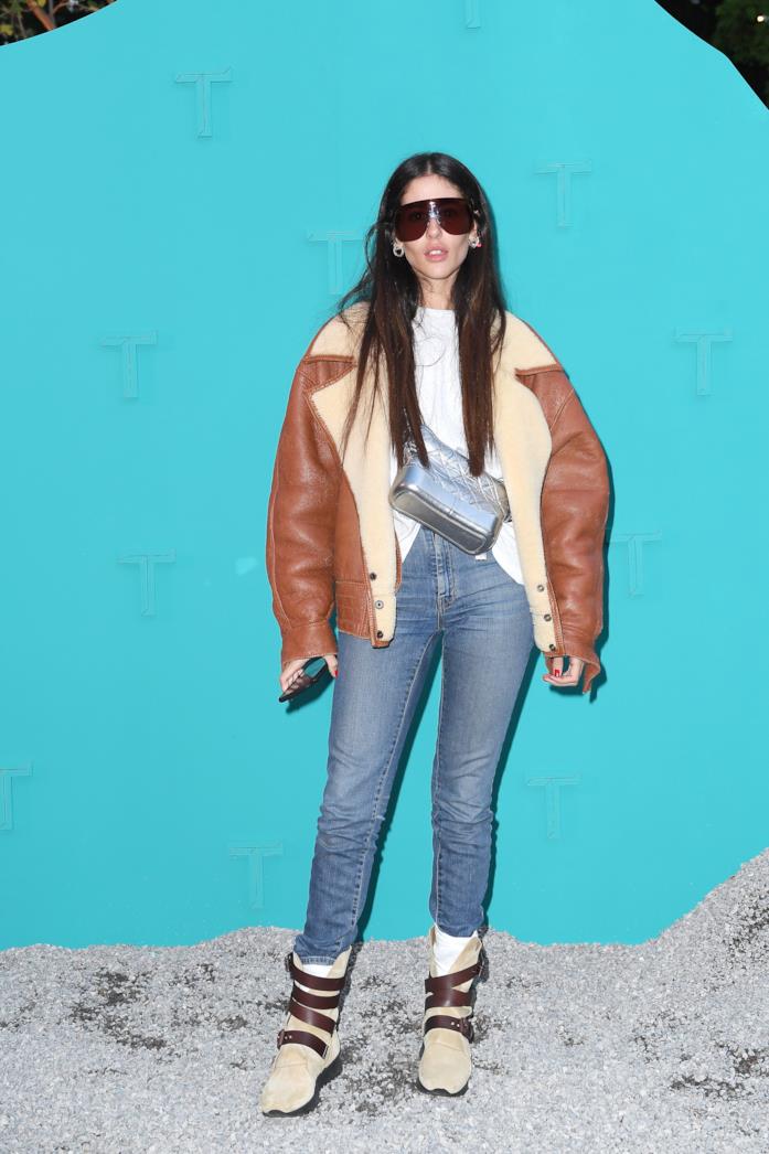 Gilda Ambrosio sfoggia jeans e montone Gilda Ambrosio indossa jeans e montone
