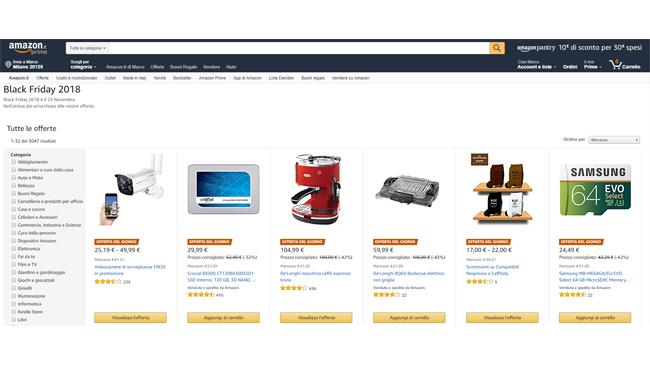 Black Friday Amazon 2018: tutte le offerte dei sette giorni di sconto Black Friday Amazon 2018