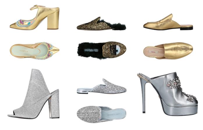 Mules oro e argento di moda per l'estate 2018 I sabot metallizzati di tendenza per l'estate 2018