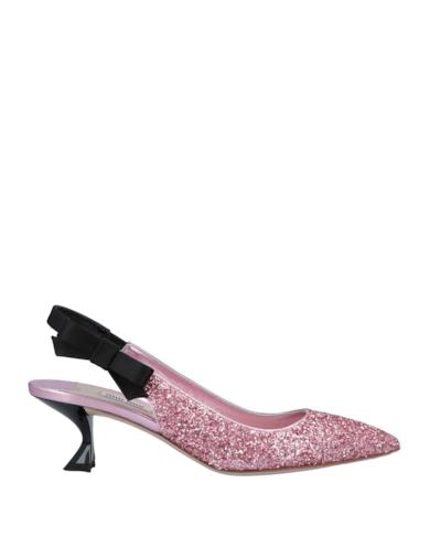 Slingback glitterata rosa con fiocco nero