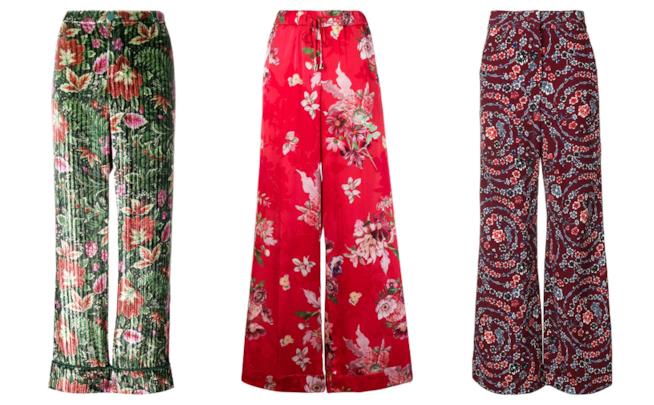 Pantaloni a fiori high profile di tendenza per l'autunno inverno 2018-19 A fiori, i pantaloni super colorati moda autunno inverno 2018-19