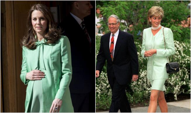 Kate Middleton omaggia Diana Collage tra Kate Middleton e Diana in verde