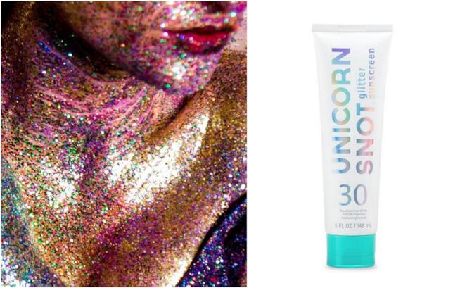 Unicorn Snot presenta il moccio di unicorno, crema solare glitter La crema solare glitter di Unicorn Snot