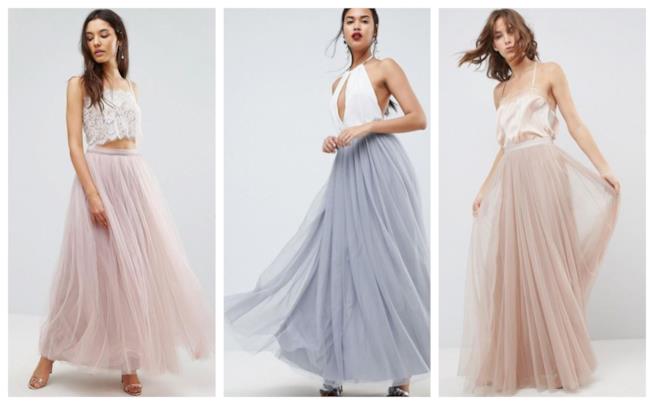 Gonna lunga in tulle da cerimonia per l'estate 2018 Di tendenza per l'estate 2018, le gonne lunghe in tulle da cerimonia