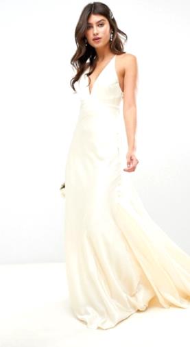 Vestito da matrimonio in raso a sirena con pannelli