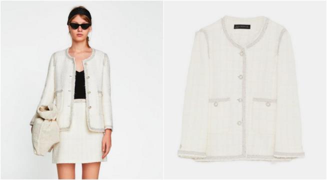 Giacche estate primavera 2018: Giacca Zara Chanel Collage giacca Zara e modella con giacca