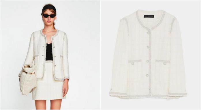 Giacche estate primavera 2018: Giacca Zara Chanel Collage giacca Zara e modella con giacca