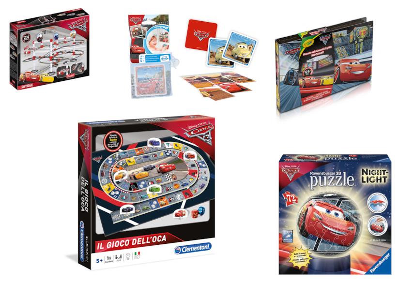 Idee regalo di Natale Cars 3 Collage di giocattoli di Cars 3