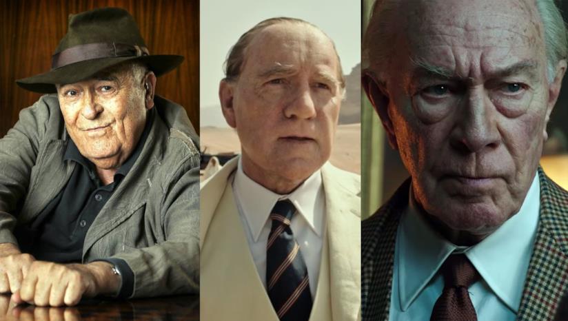 Bernardo Bertolucci e gli attori Kevin Spacey e Christopher Plummer nel ruolo di Getty Bernardo Bertolucci e gli attori Kevin Spacey e Christopher Plummer in Tutti i soldi del mondo