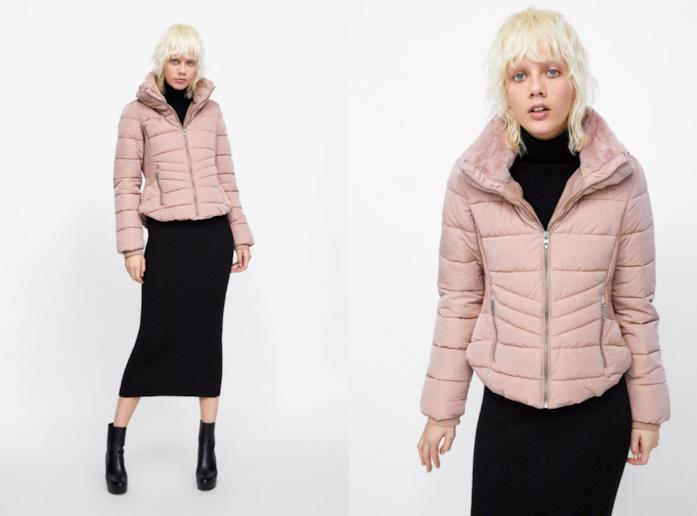Parka corto e rosa di tendenza per l'inverno 2018 Parka rosa di moda per l'inverno 2018