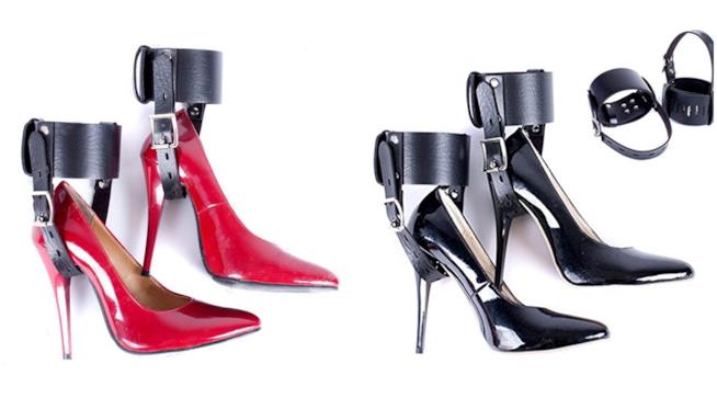 Attrezzatura per scarpe fetish nella pratica Trampling Scarpe con tacco affilato e cinturino per il Trampling