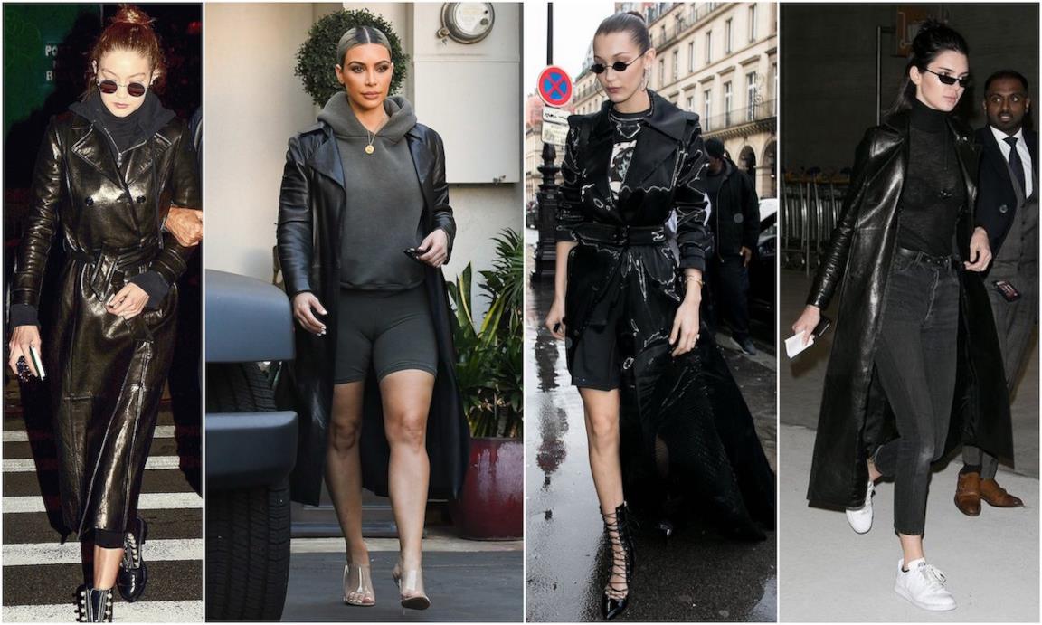 Star con trench in pelle