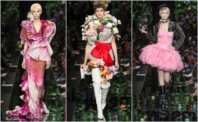 La sfilata di Moschino primavera-estate 2018 Moschino ha lanciato la moda flower-boom