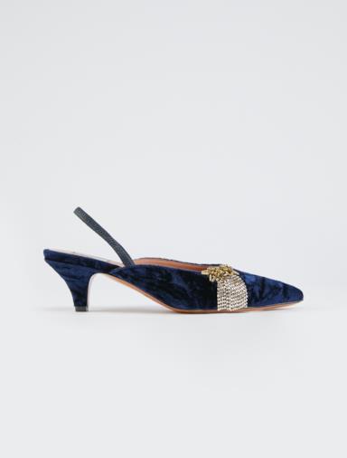 Sling-back in velluto