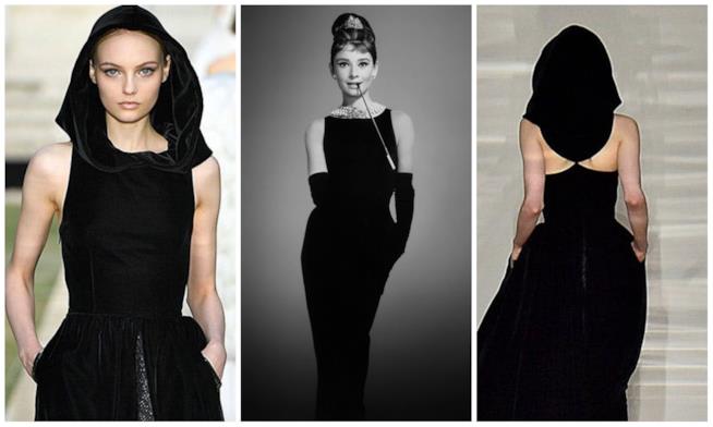 L'omaggio di Givenchy Collage tra sfilata Givenchy e tubino Audrey