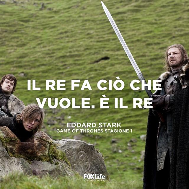 Frase sul re Eddard Stark in procinto di decapitare un uomo
