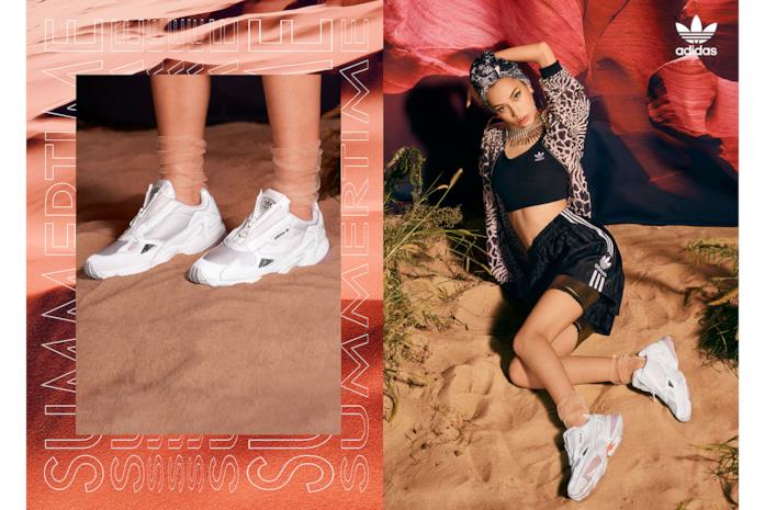 Nuove Adidas Falcon Zip bianche La sneakers è presentata dalla modella di origini coreane Kiko Mizuhara