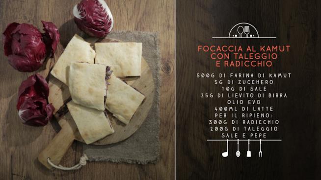 Focaccia al kamut con farcitura di taleggio e radicchio Focaccia al kamut con taleggio e radicchio