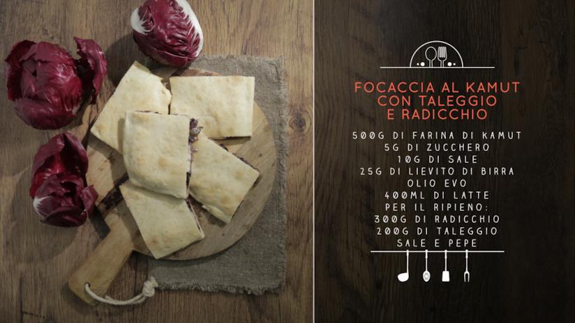 Chiara Maci ci mostra come fare la Focaccia al kamut con farcitura di taleggio e radicchio Focaccia al kamut con taleggio e radicchio