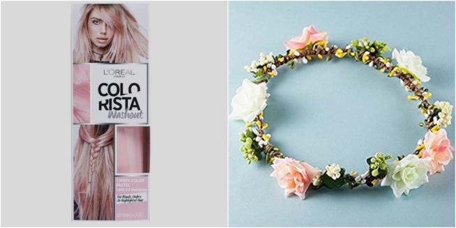 capelli Hailey Baldwin MET Collage tinta e corona di fiori come Hailey Baldwin al MET Gala
