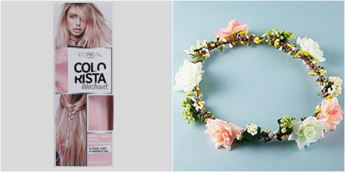 capelli Hailey Baldwin MET Collage tinta e corona di fiori come Hailey Baldwin al MET Gala